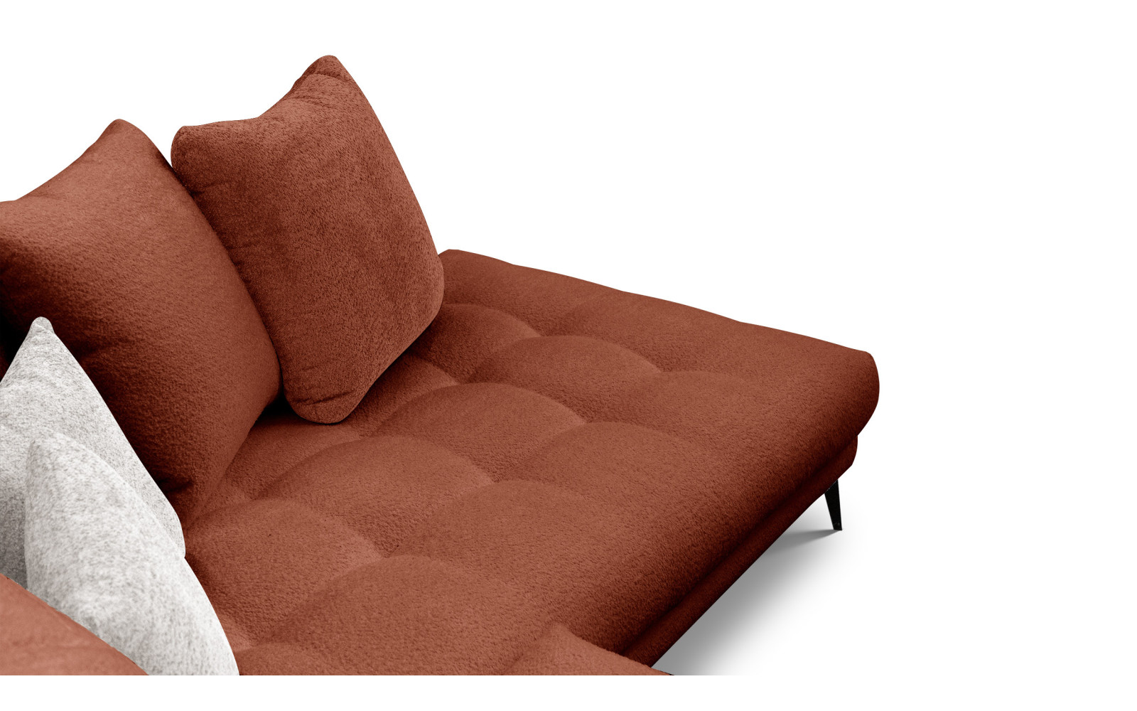 Canapé d'angle 5 places CALME, tissu orange foncé