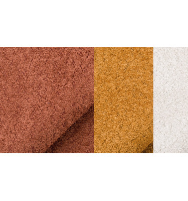 Canapé d'angle 5 places CALME, tissu orange foncé et écru