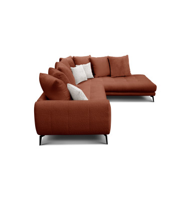 Canapé d'angle 5 places CALME, tissu orange foncé