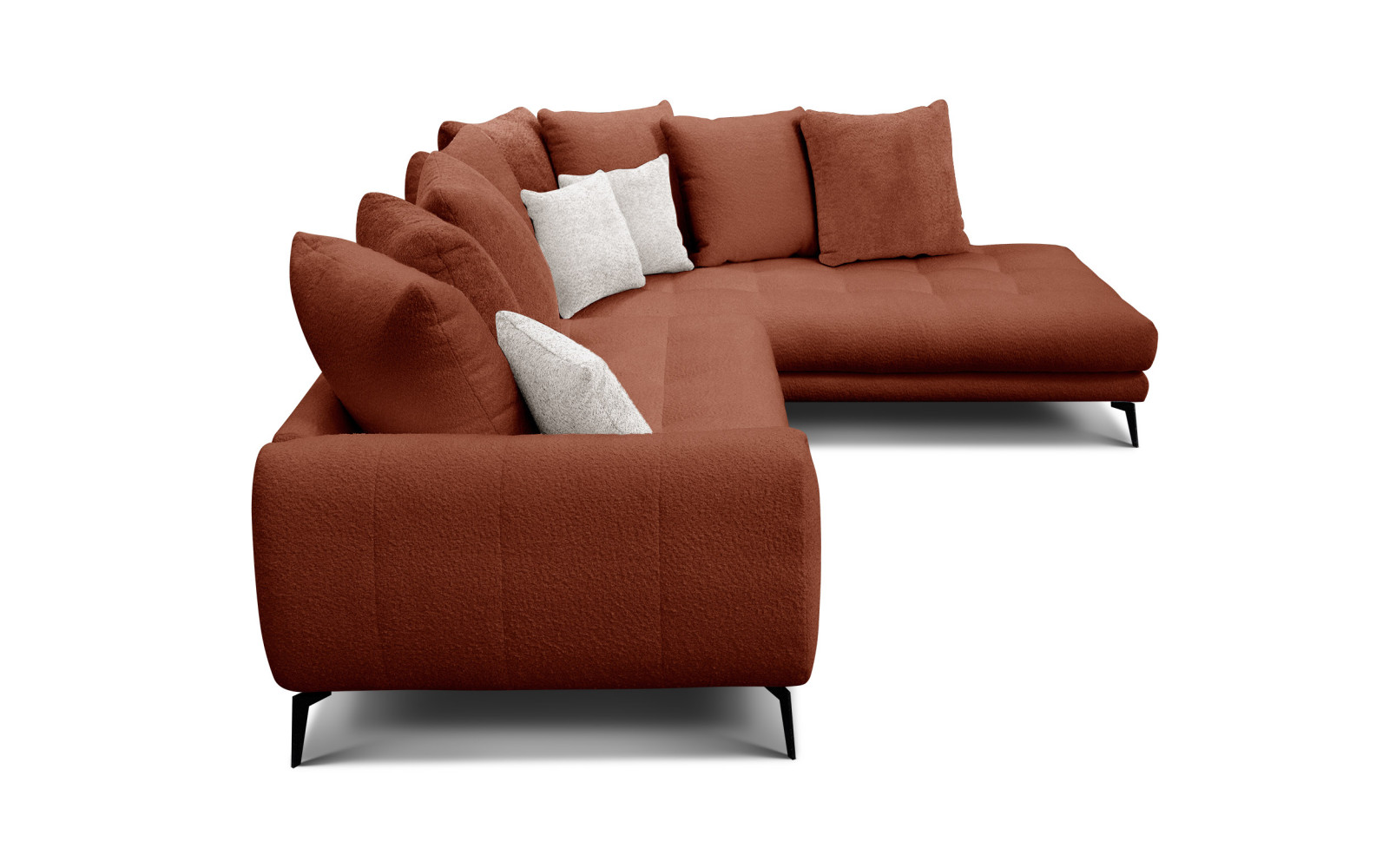 Canapé d'angle 5 places CALME, tissu orange foncé