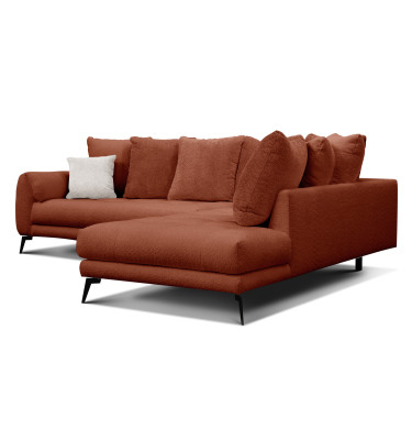 Canapé d'angle 5 places CALME, tissu orange foncé