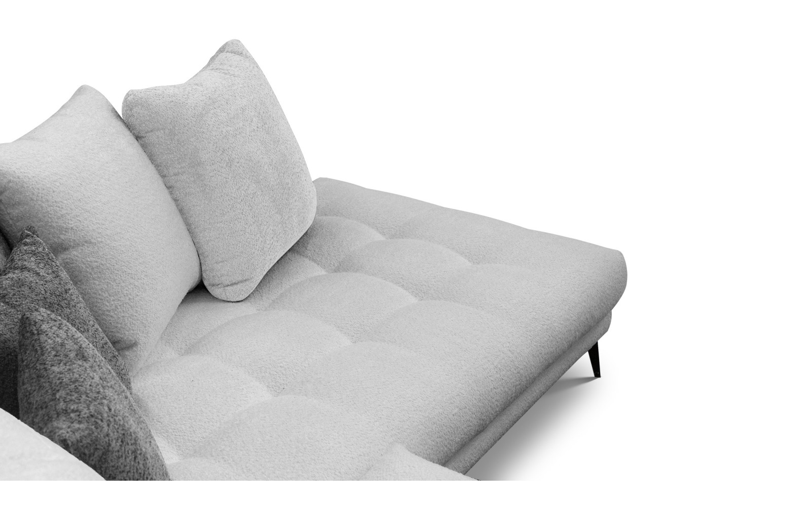 Canapé d'angle 5 places CALME, tissu gris clair