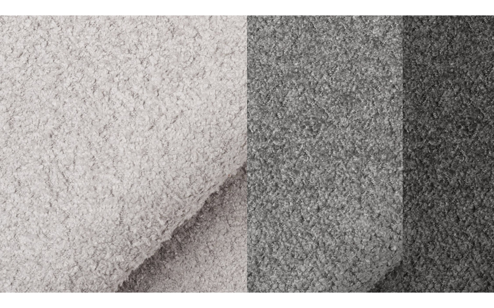 Canapé d'angle 5 places CALME, tissu gris clair et gris foncé