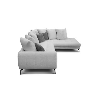 Canapé d'angle 5 places CALME, tissu gris clair