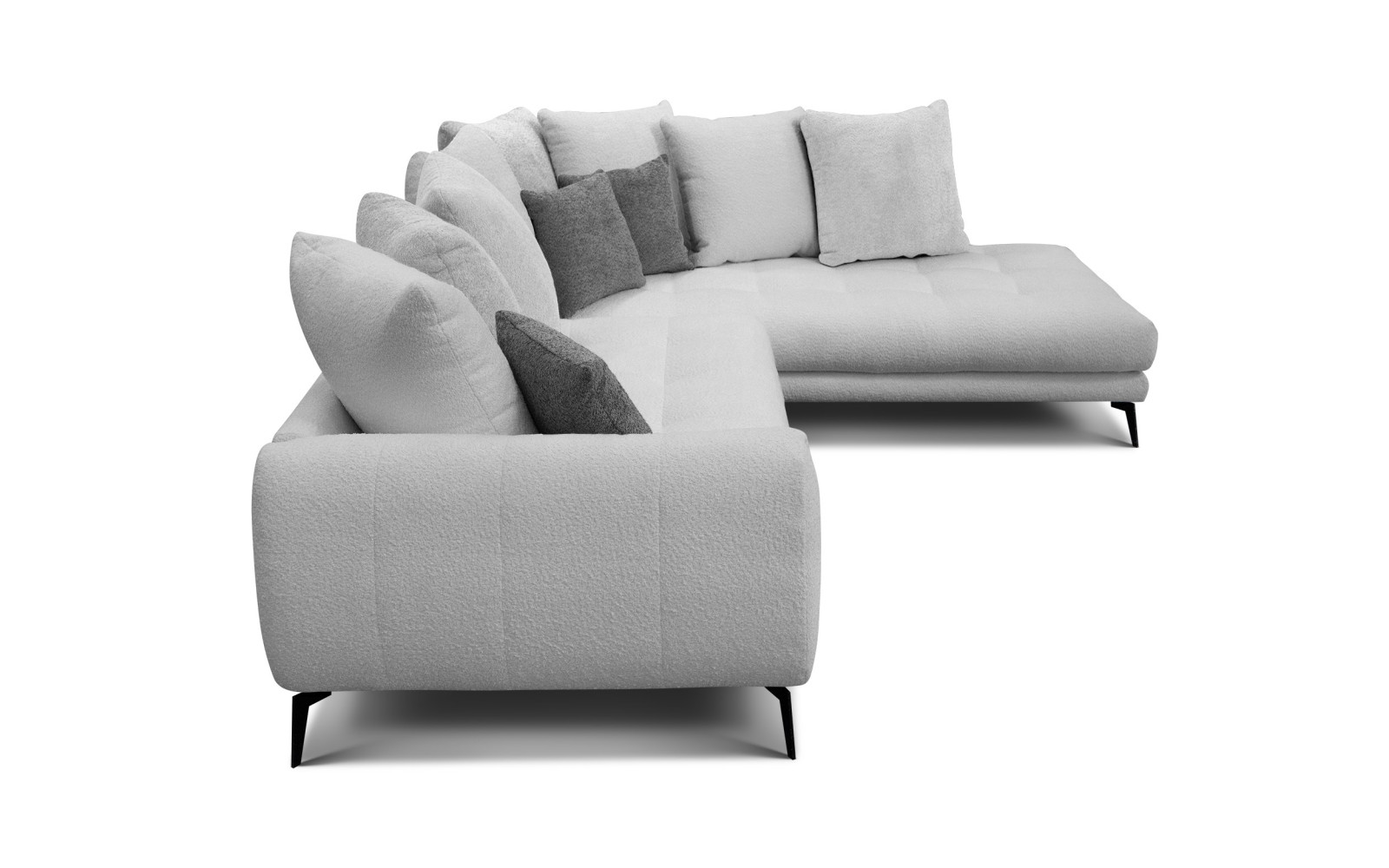 Canapé d'angle 5 places CALME, tissu gris clair