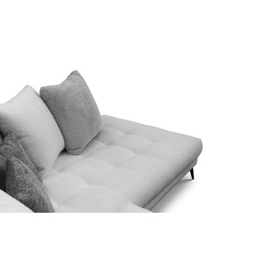 Canapé d'angle 5 places CALME, tissu gris clair et gris foncé