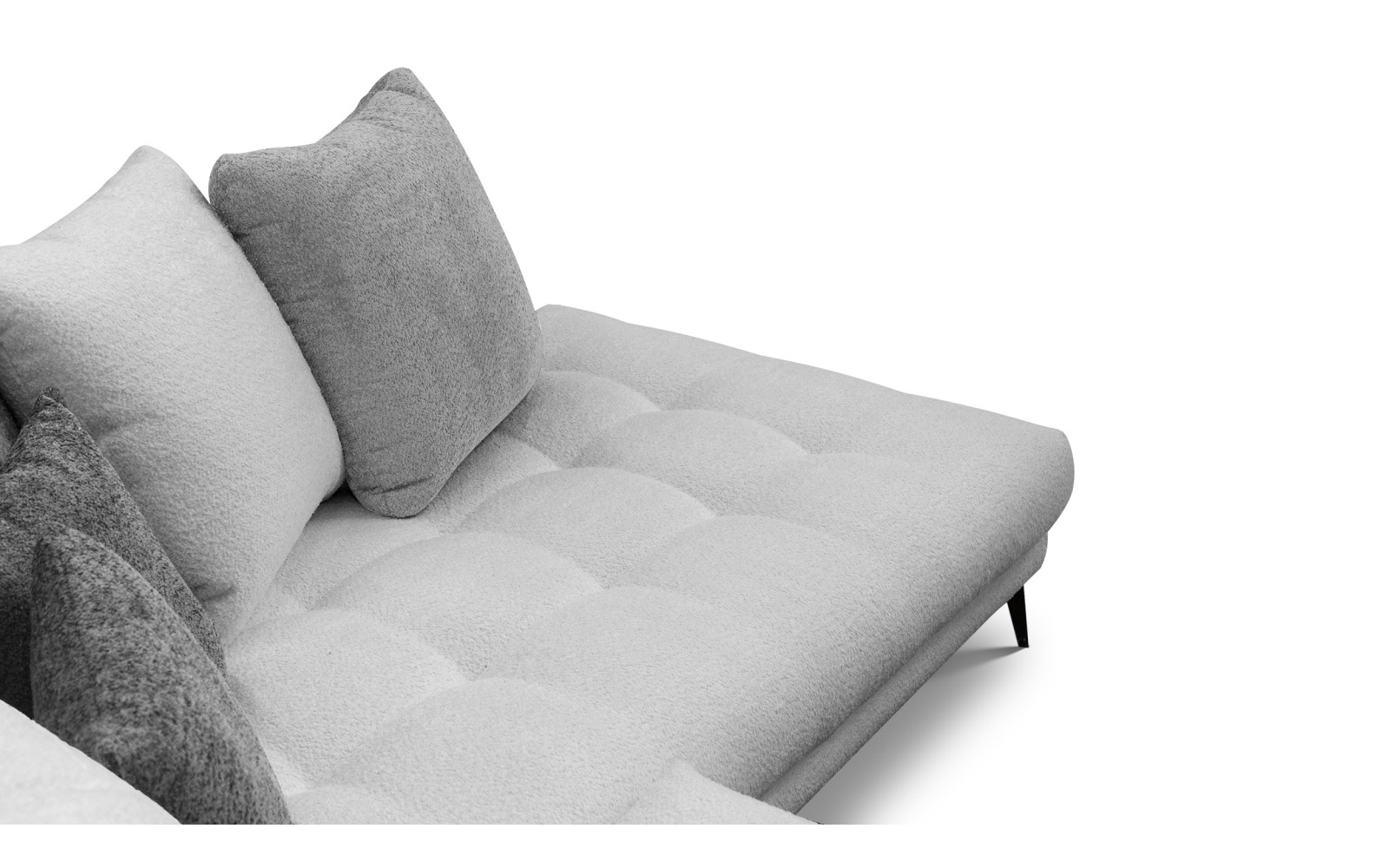 Canapé d'angle 5 places CALME, tissu gris clair et gris foncé