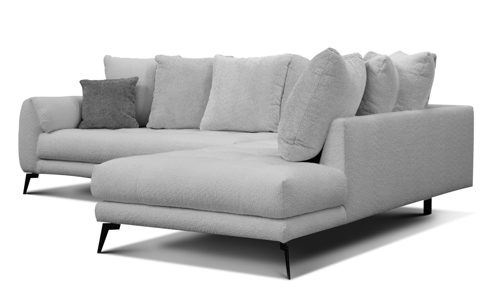 Canapé d'angle 5 places CALME, tissu gris clair