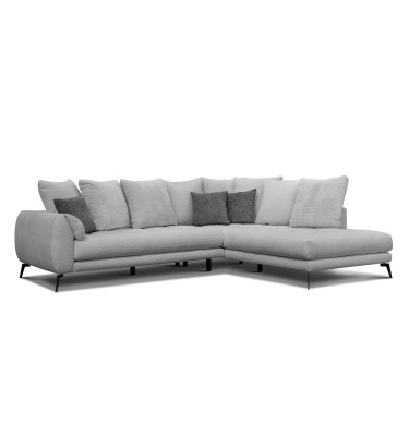 Canapé d'angle 5 places CALME, tissu gris clair