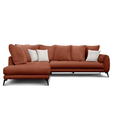 Canapé d'angle 5 places CALME, tissu orange foncé