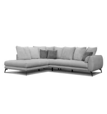Canapé d'angle 5 places CALME, tissu gris clair