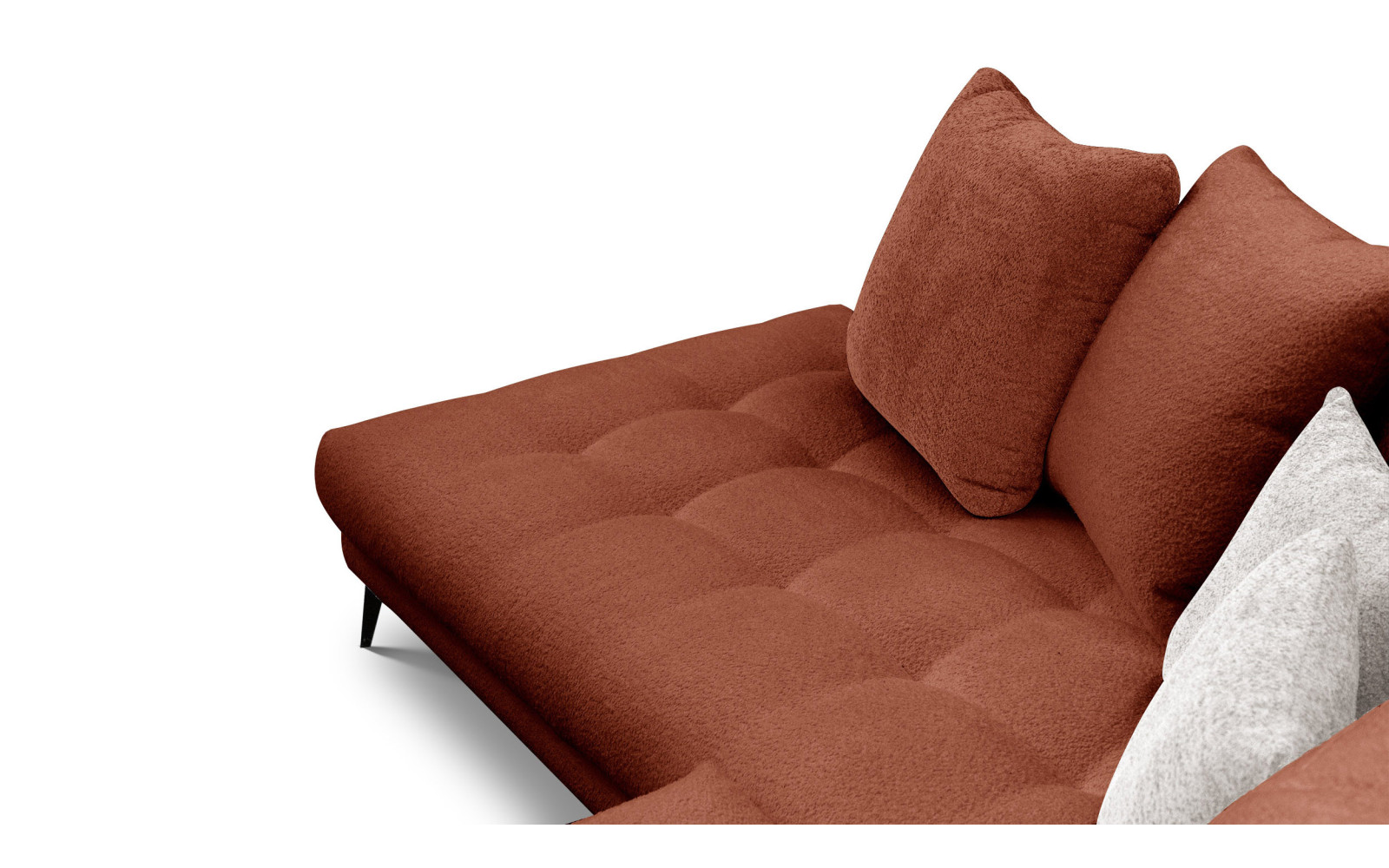 Canapé d'angle 5 places CALME, tissu orange foncé