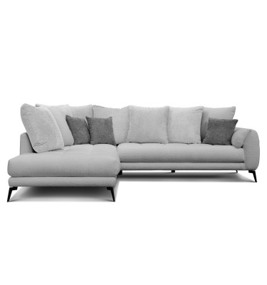 Canapé d'angle 5 places CALME, tissu gris clair