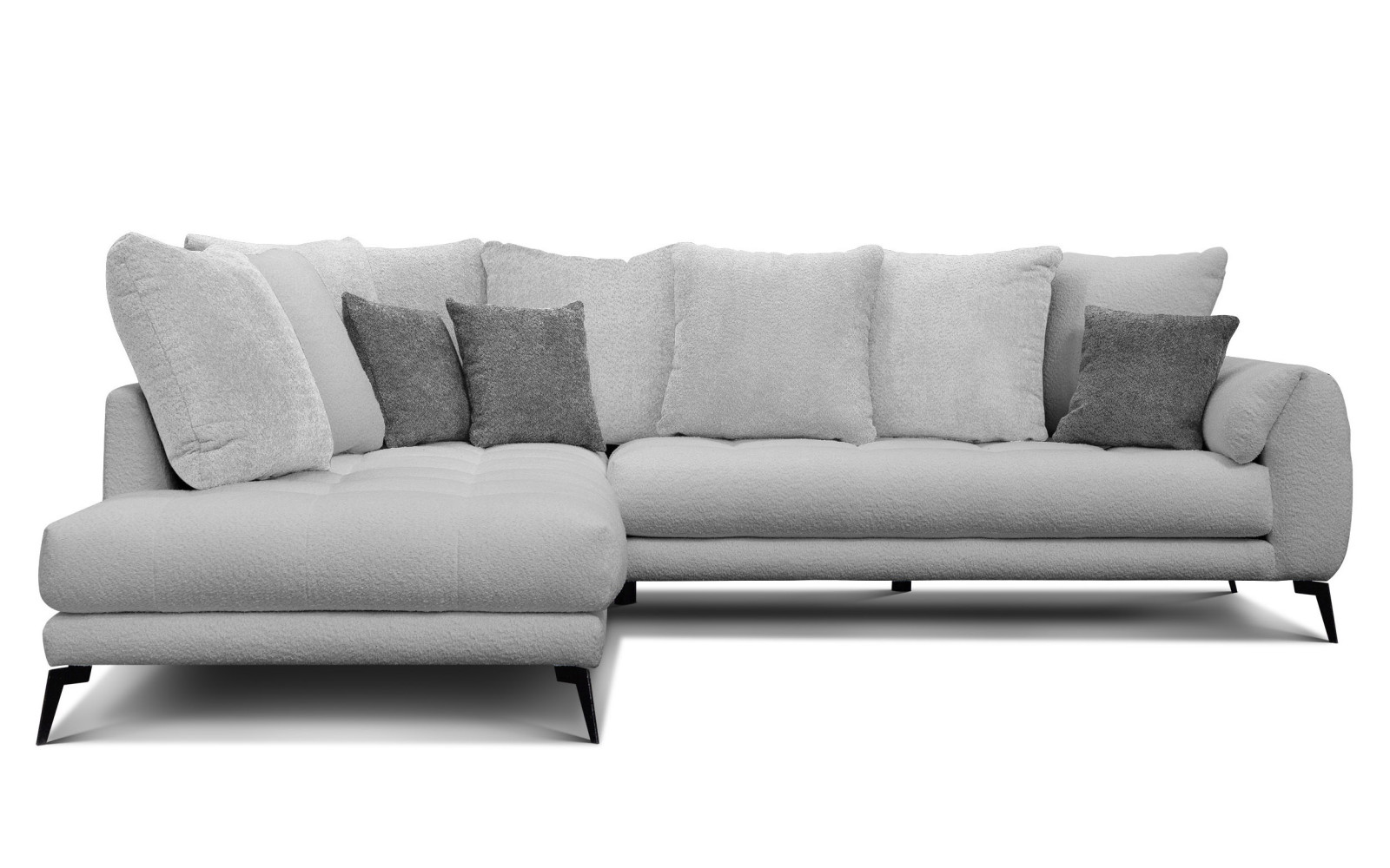 Canapé d'angle 5 places CALME, tissu gris clair