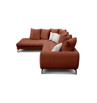Canapé d'angle 5 places CALME, tissu orange foncé