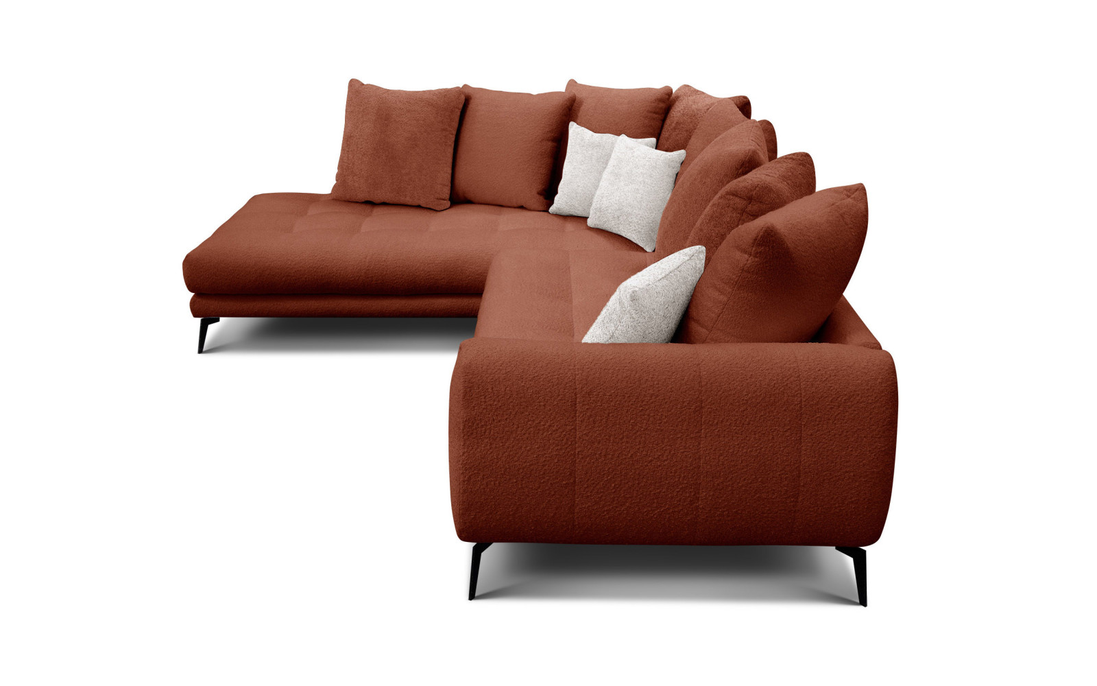 Canapé d'angle 5 places CALME, tissu orange foncé