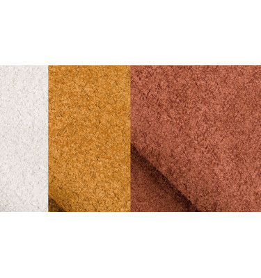 Canapé d'angle 5 places CALME, tissu orange foncé et écru