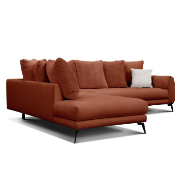 Canapé d'angle 5 places CALME, tissu orange foncé