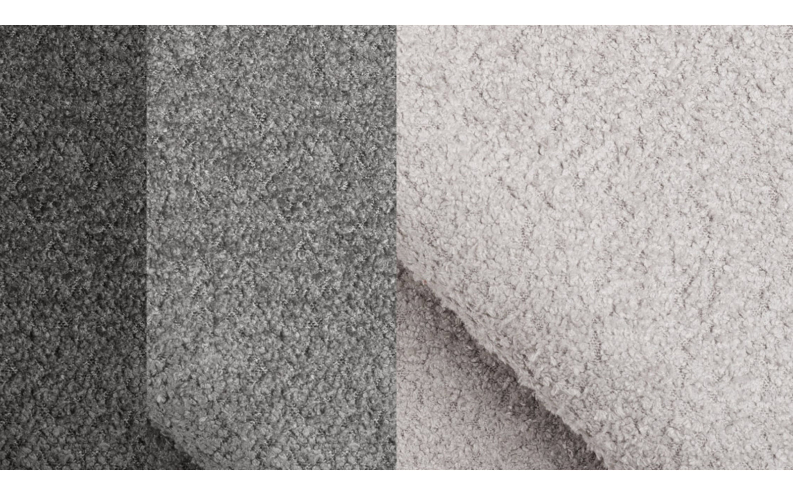 Canapé d'angle 5 places CALME, tissu gris clair et gris foncé