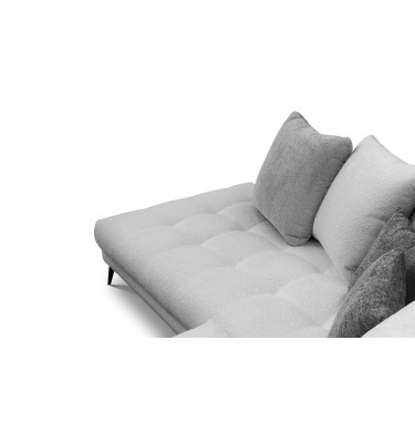 Canapé d'angle 5 places CALME, tissu gris clair et gris foncé
