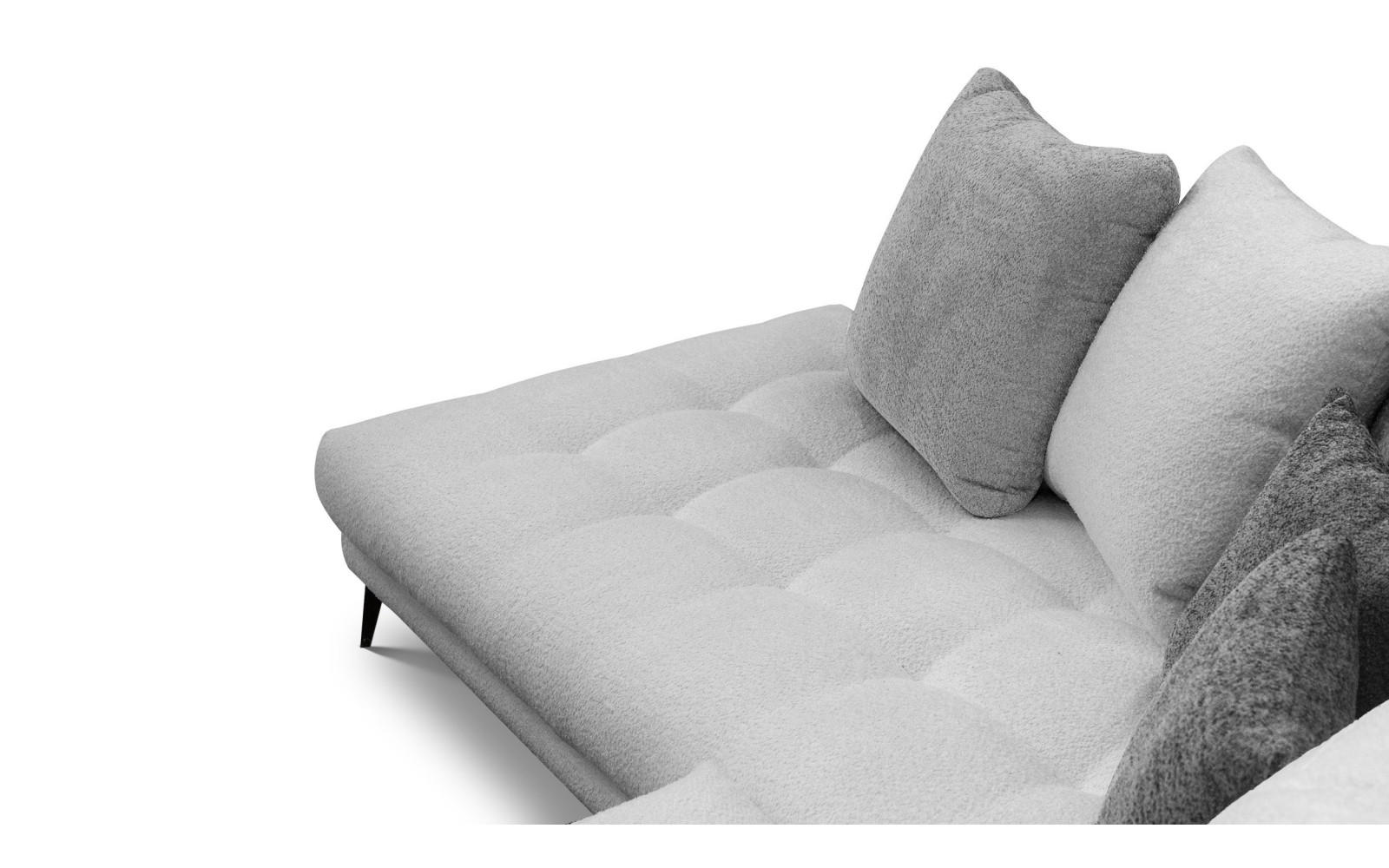 Canapé d'angle 5 places CALME, tissu gris clair et gris foncé