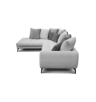 Canapé d'angle 5 places CALME, tissu gris clair et gris foncé