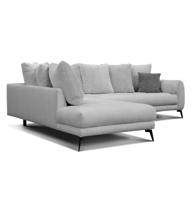 Canapé d'angle 5 places CALME, tissu gris clair
