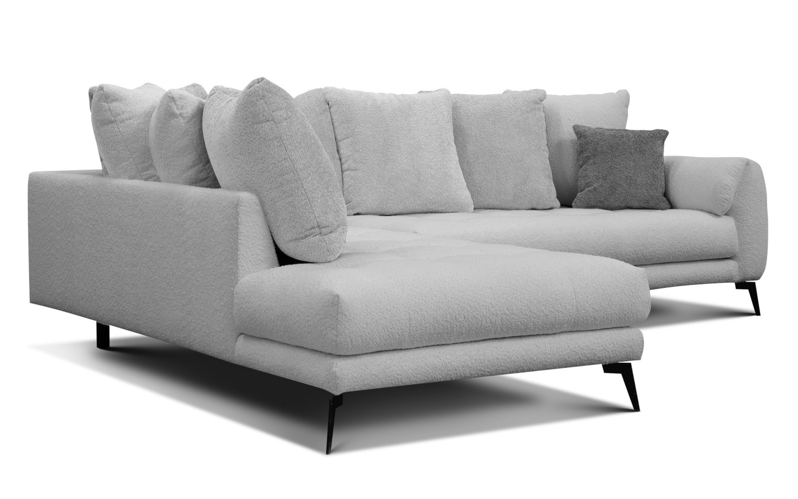 Canapé d'angle 5 places CALME, tissu gris clair