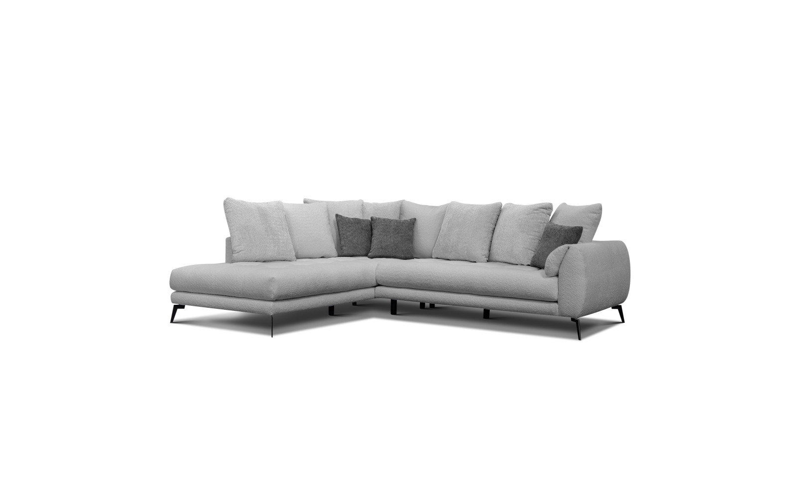 Canapé d'angle 5 places CALME, tissu gris clair