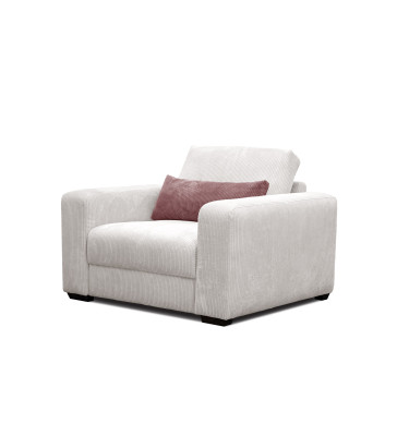 Fauteuil en velours côtelé OLI, blanc cassé