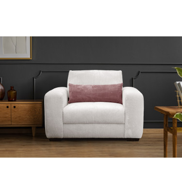 Fauteuil en velours côtelé OLI, blanc cassé