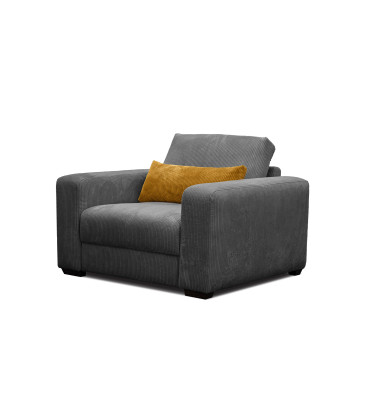 Fauteuil en velours côtelé OLI, gris foncé