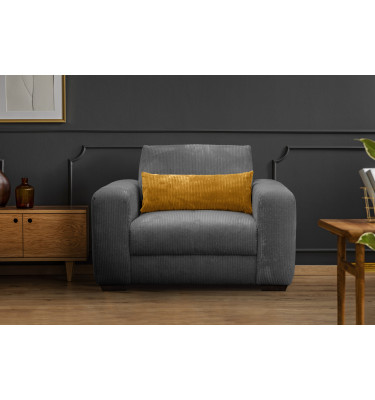 Fauteuil en velours côtelé OLI, gris foncé