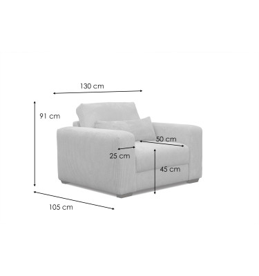 Fauteuil en velours côtelé OLI, blanc cassé