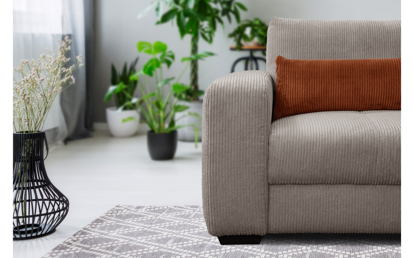 Fauteuil en velours côtelé OLI, taupe