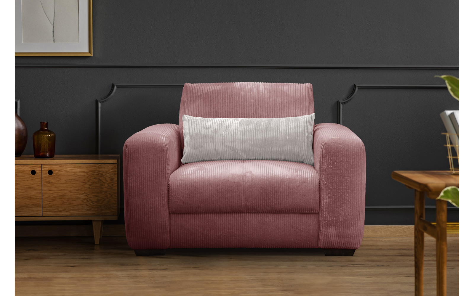 Fauteuil en velours côtelé OLI, rose