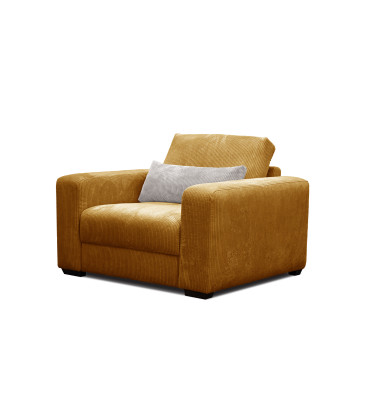 Fauteuil en velours côtelé OLI, jaune foncé