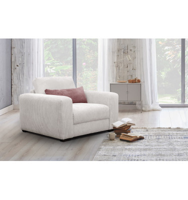 Fauteuil en velours côtelé OLI, blanc cassé