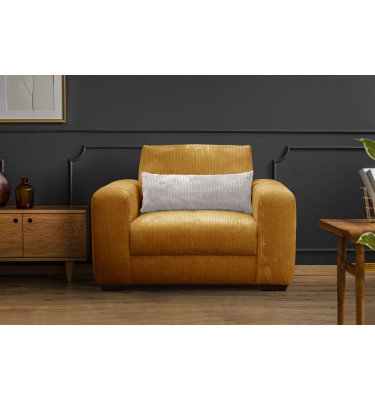 Fauteuil en velours côtelé OLI, jaune foncé