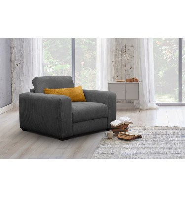 Fauteuil en velours côtelé OLI, gris foncé