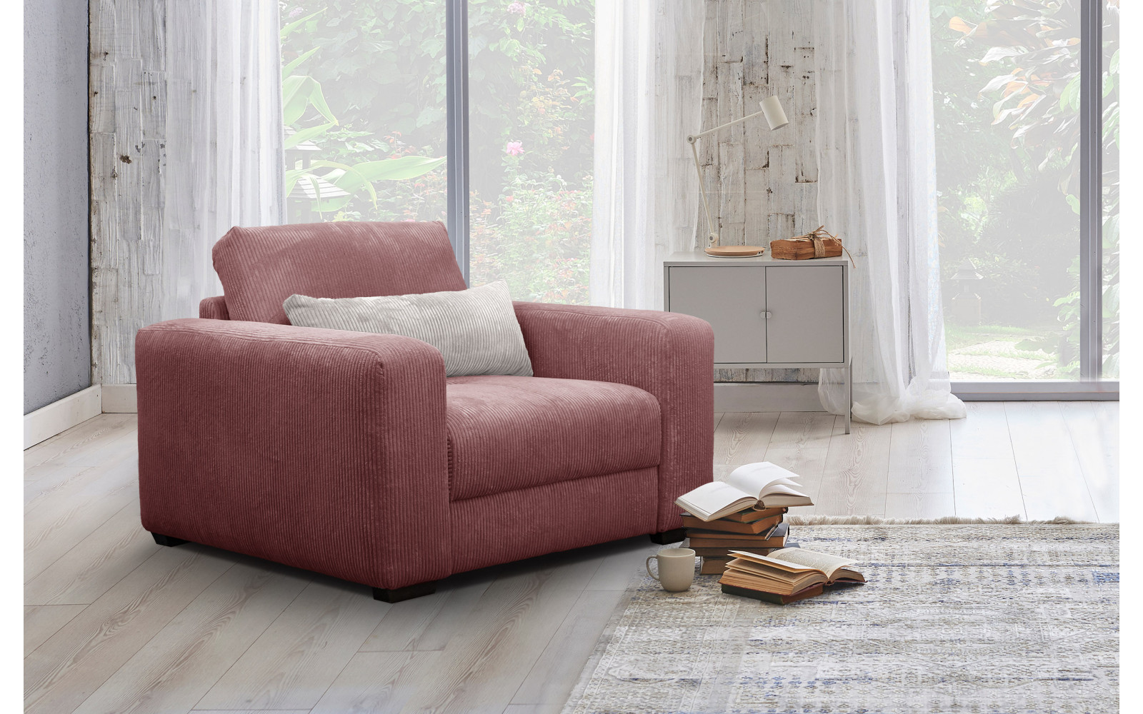 Fauteuil en velours côtelé OLI, rose