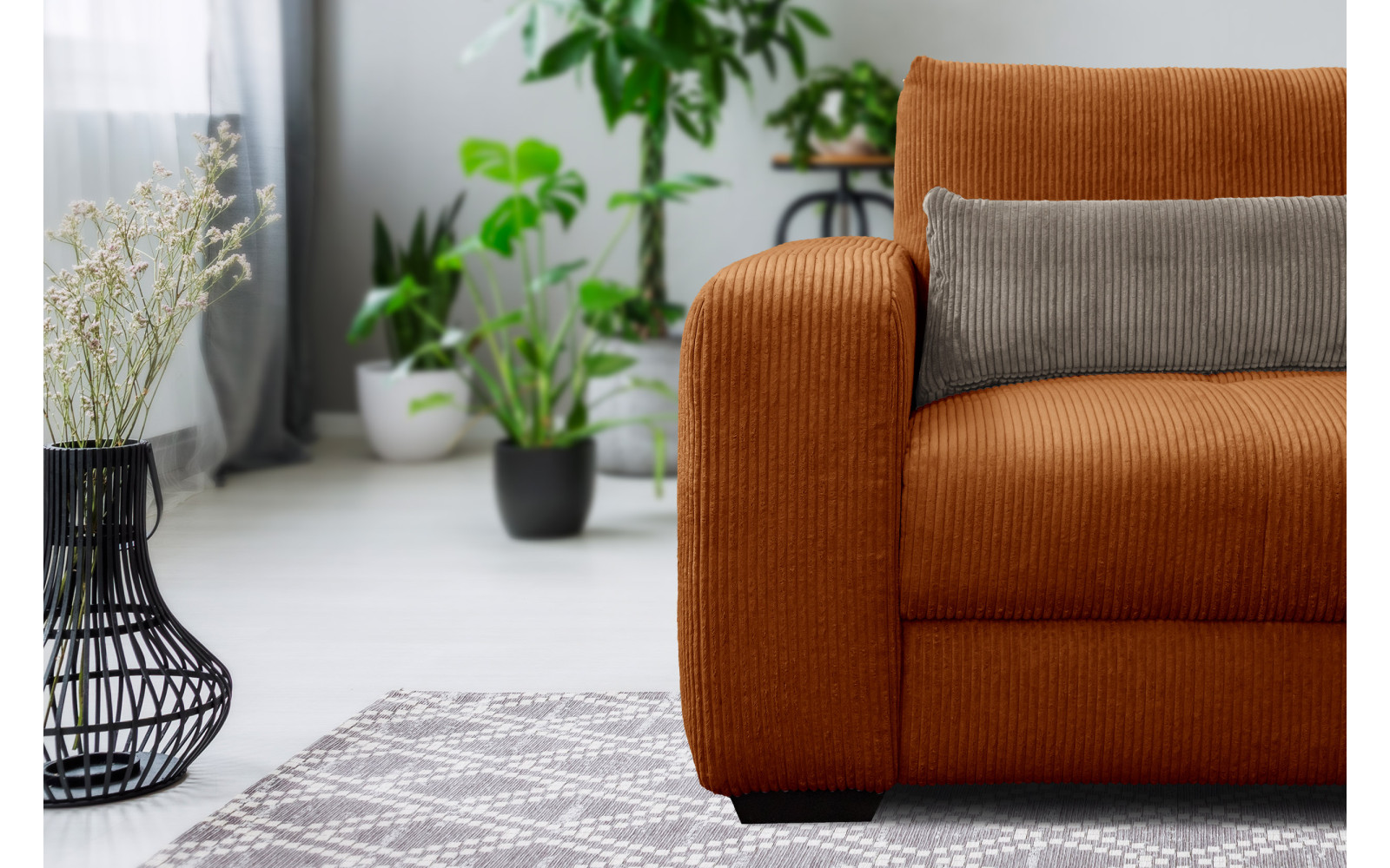 Fauteuil en velours côtelé OLI, orange