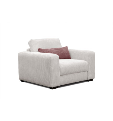 Fauteuil en velours côtelé OLI, blanc cassé