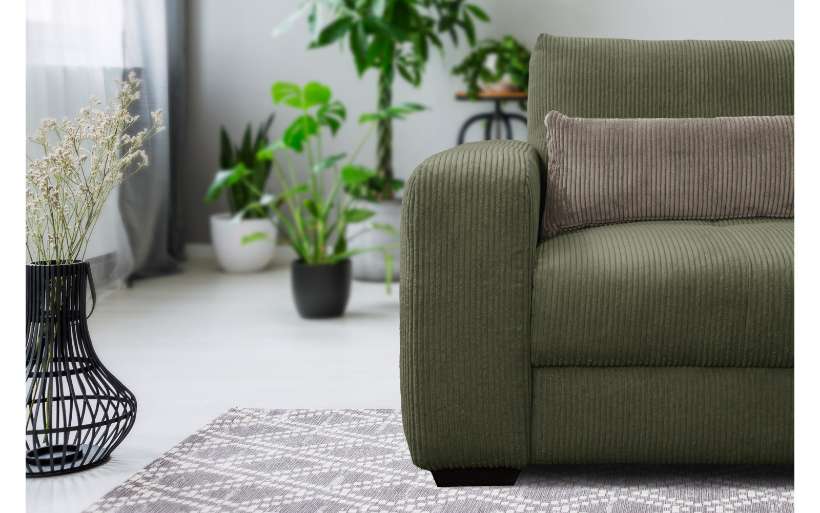 Fauteuil en velours côtelé OLI, olive