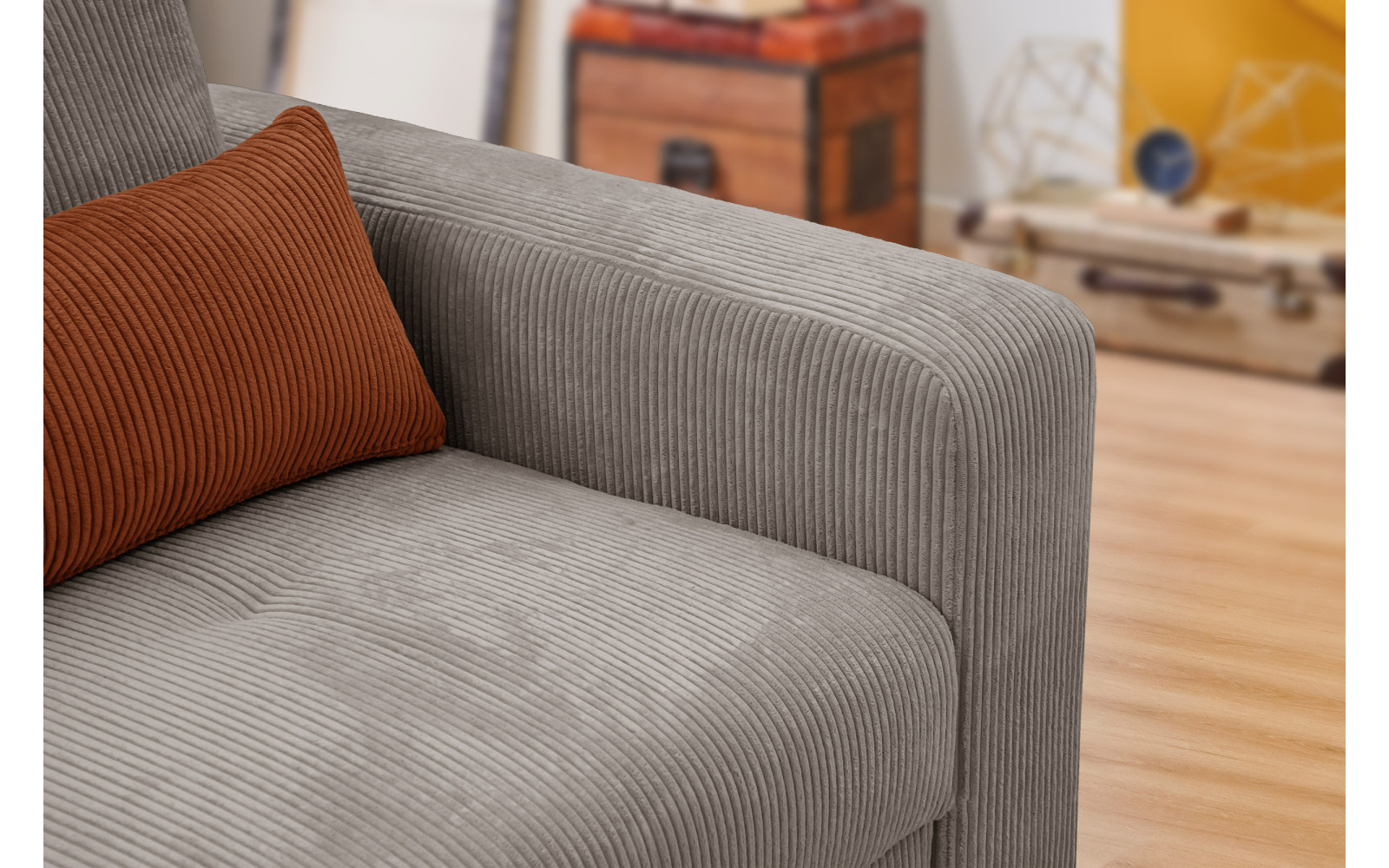 Fauteuil en velours côtelé OLI, taupe