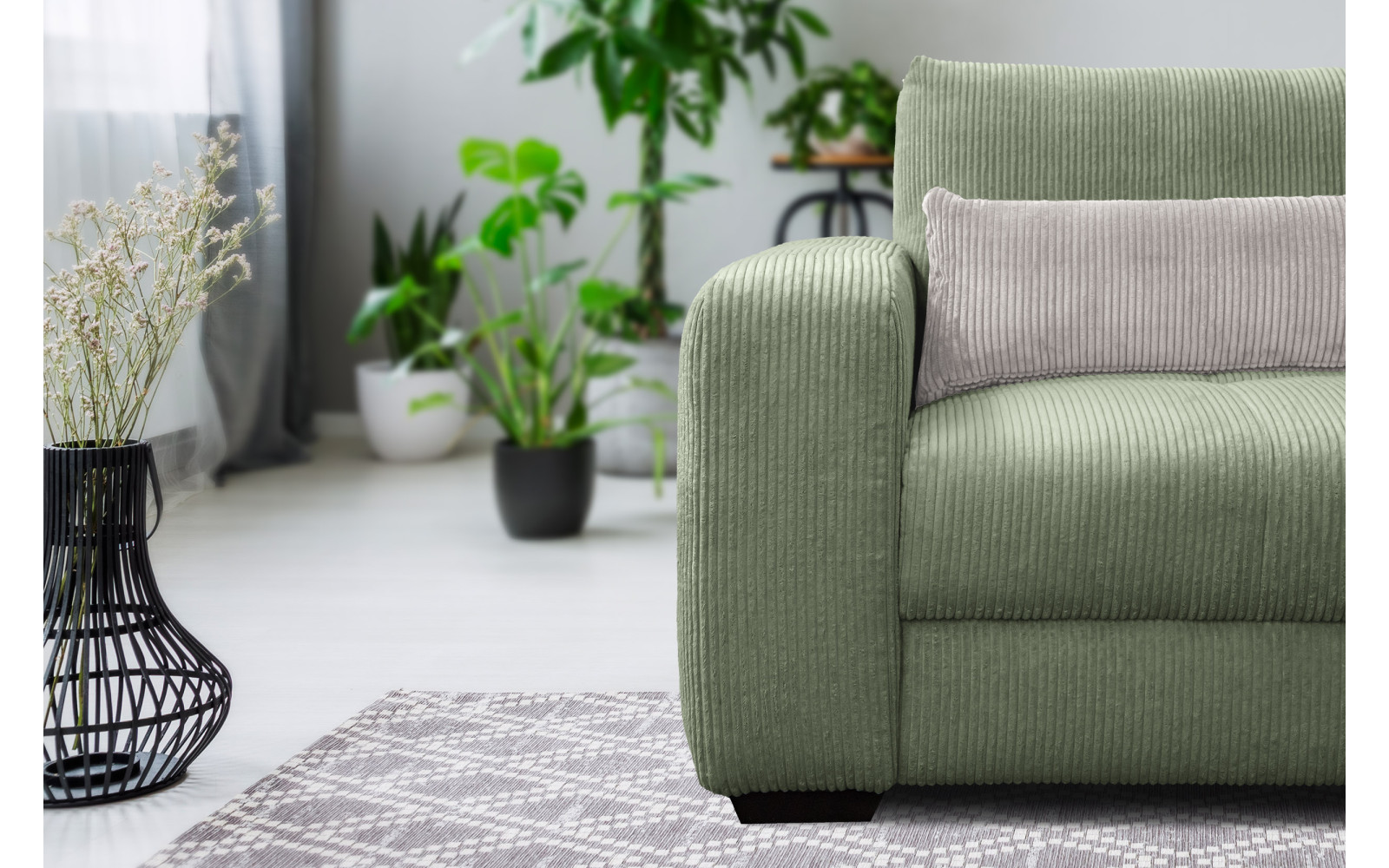 Fauteuil en velours côtelé OLI, sauge