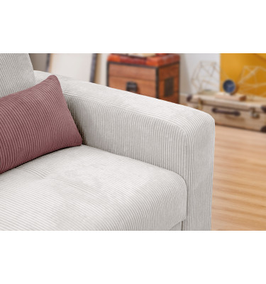 Fauteuil en velours côtelé OLI, blanc cassé