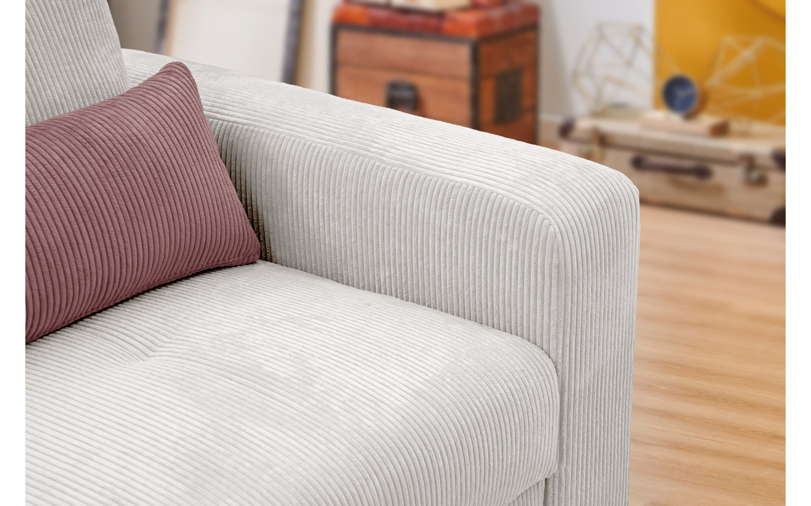 Fauteuil en velours côtelé OLI, blanc cassé