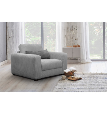 Fauteuil en velours côtelé OLI, gris clair