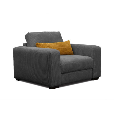 Fauteuil en velours côtelé OLI, gris foncé